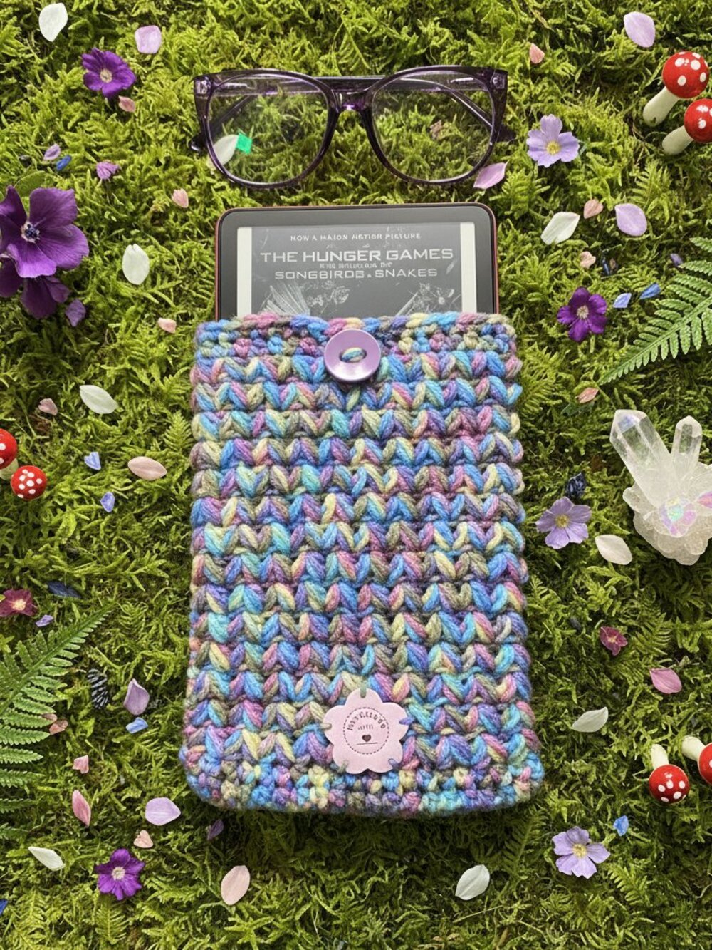Kindle Paperwhite Sleeve — Fairy Garden Crochet E-Reader & Paperback Book Cover